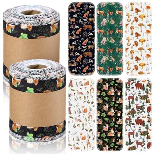 FuWeave 60 Pack Reusable Toilet Paper Washable Soft Bidet Towels Bulk Gifts Paperless Rolls Flannel Cotton 12'' x 4.3 Family Cloth Wipes Bathroom Napkins with Cardboard (Wilderness)