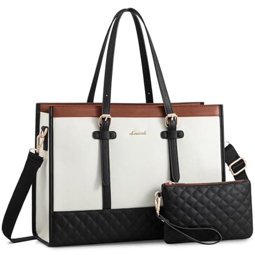 LOVEVOOK Laptop Bag for Women 156 inch Canvas Laptop Tote with Clutch Purse Office Business Briefcase Casual Handbag for Travel College Teacher School
