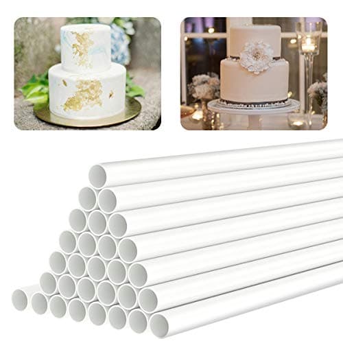 FurRain White Plastic Cake Dowel Rods for Tiered Cake Construction and Stacking Supporting Cake Round Dowels Straws with 0.4 Inch Diameter (9.5 Inch)