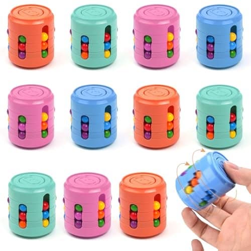 KatchOn Rotating Fidget Toys Pack of 12 Magic Bean Brain Teaser Puzzle Cube Easter Basket Stuffers for Kids Fidget Spinners Party Favors for Kids Adults Classroom Prizes Goodie Bag Stuffers
