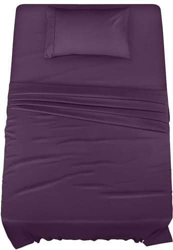 Utopia Bedding Twin Sheet Set – 3 Piece Bed Sheets for Twin Size Bed, Soft and Breathable Microfiber, Includes 1 Fitted Sheet, 1 Flat Sheet and 1 Pillowcase (Dark Purple)