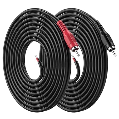 RCA to Speaker Wire, 18AWG 2 Pack 6ft RCA Male Plug Adapter to Bare Cable Open End, UIInosoo Audio Cable, Red and Black