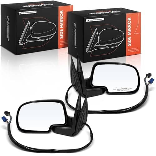 A-Premium Pair (2) Driver and Passenger Side Power Door Mirror - Compatible with Chevy Silverado 1500 2500, Tahoe, Avalanche & GMC Sierra 1500 2500, Yukon & Cadillac Escalade - Heated Power Folding