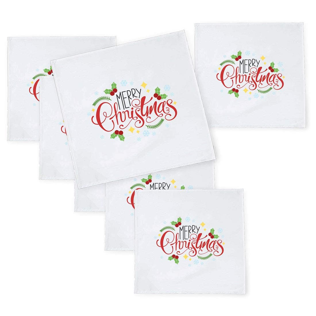 Khakee 6 Pcs Christmas Theme Tafta Silk Table Napkins 10x 10 for Xmas Decoration Christmas OrnamentsChristmas Gift npxmas148P
