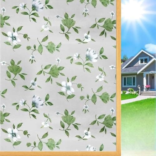 SUNBIRD Frosted Glass Window Film Decorative Non-Adhesive Bathroom Privacy Stained Glass Window Sticker for Home and Office, (12in x 2 ft, Lilac)
