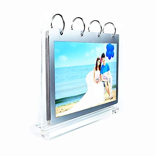 Leoyoubei 5x7 Horizontal Clear Acrylic Display Sign Holder,7 PVC Page Refills,Sign Stand Display Picture Calendar Type T Vertical Stand Menu Holders,2-Sided 14 Photos Portrait Menu Ad Frame