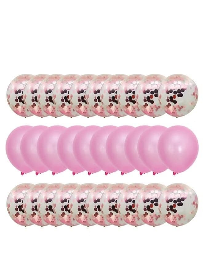 30-Piece Confetti & Latex Decorative Balloons, Pink Party Decoration Balloons