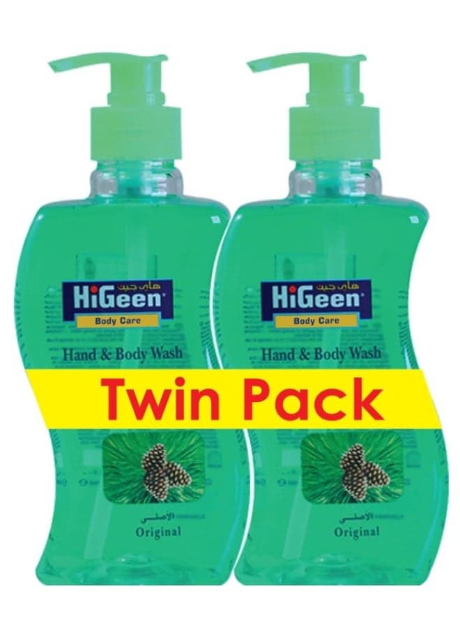 HiGeen Antiseptic Hand & Body Wash With Pump Wavy (Original Pine) 500 ml (Twin Pack)