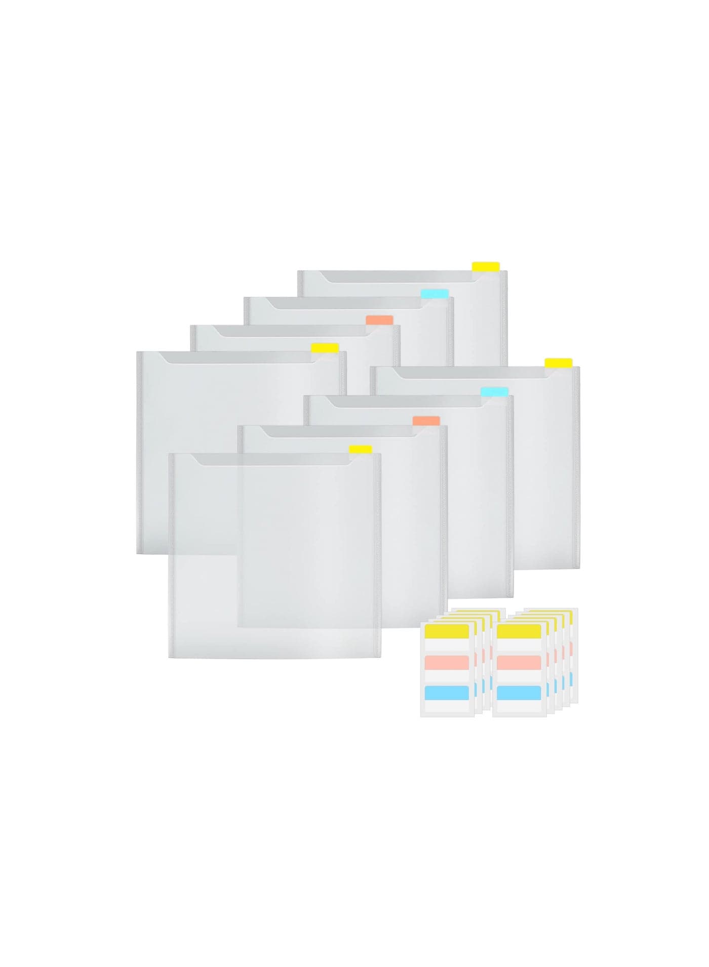 Scrapbook Paper Storage Organizer with 30 Large Sticky Index Tabs, Horizontal Transparent File Bag for 12x12 Inch Scrapbook Paper, Vinyl, Cardstock, and 8 Photos.