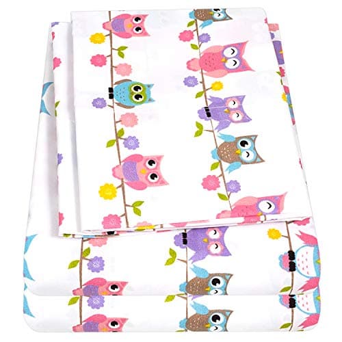 1500 Supreme Kids Bed Sheet Collection Fun Colorful and Comfortable Boys and Girls Toddler Sheet Sets Deep Pocket Wrinkle Free Soft and Cozy Bedding Twin XL Owls