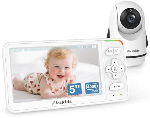 Firskids 5 Baby Monitor with Camera and Audio No WiFi Travel Baby Monitor Pan Tilt Zoom Baby Camera Monitor with 2Way Talk 32H Battery Room Temp Sensor IR Night Vision ECO Mode1000ft Range
