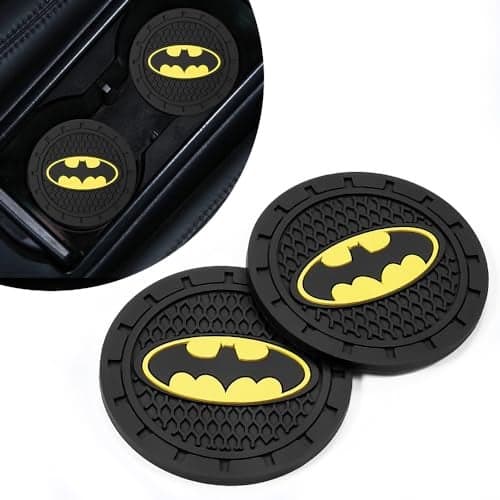 Bat Man 2Pcs Car Cup Holder Coasters for Marvel Fans The Bat Man Car Coasters for Car Cup Holder InsertSilicone NonSlip Car Cup Mat 275 Inch