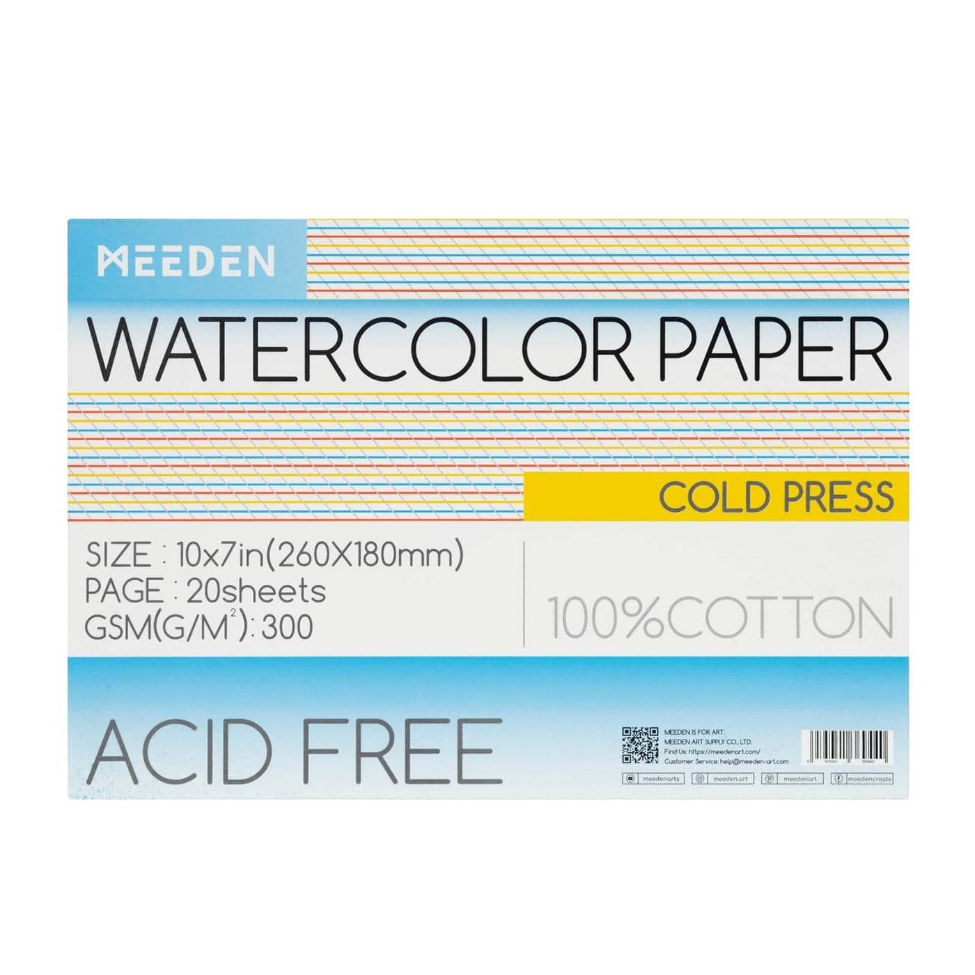 MEEDEN Watercolor Paper Block 100 Cotton Watercolor Paper Pad of 20 Sheets 140lb300gsm AcidFree Art Paper for Watercolor Gouache Ink and More 10 x 7 Cold Press