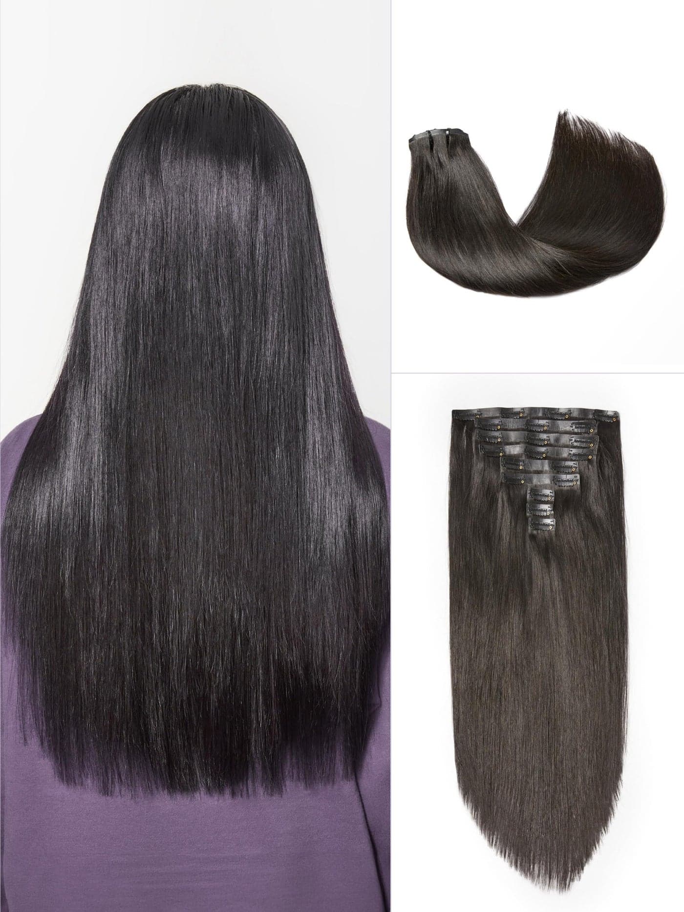 LUVME HAIR Seamless Clip in Hair Extensions Human Hair Fullness with 1 Pack Invisible PU Skin Weft Silky Straight Clip in Extensions Real Human Hair 7pcs with 16clips 24 inch