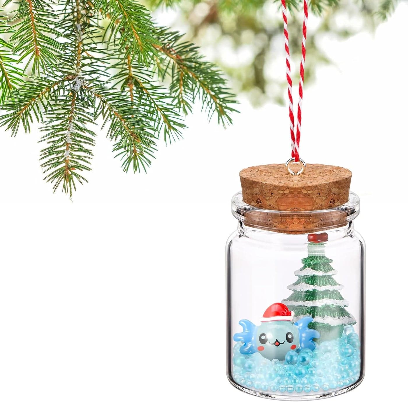 Syhood Axolotl Ornament Bottle Decoration Axolotl Toy Stuff Tank Accessories Gifts Dragon Ornament Xmas Tree Hanging DecorationBlue1