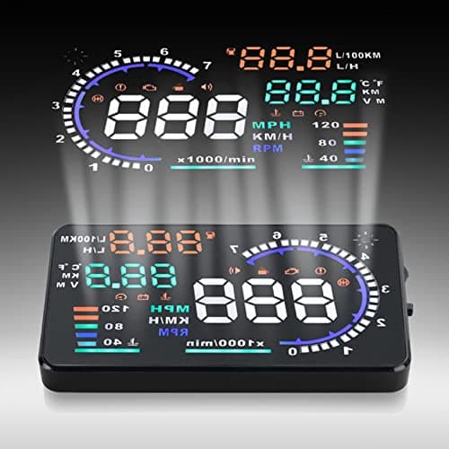 5.5inch Car HUD Car, Auto Windshield Screen Speed Display, OBD 2 EU OBD Compatible, with Driving Mileage Measurement for Cars