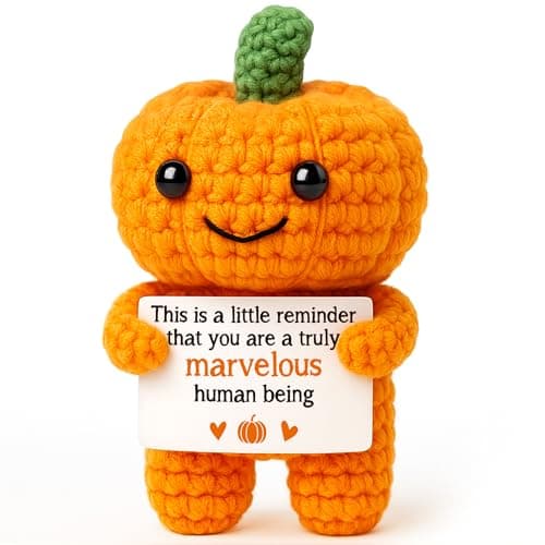 Mini Pumpkin Man Halloween Decor Indoor Gifts Halloween Basket Gifts for Women Teen Girl Boy Kid Spooky Boo Basket Stuffers Fall Thanksgiving Decorations for Home Handmade Crochet Pumpkin Decor