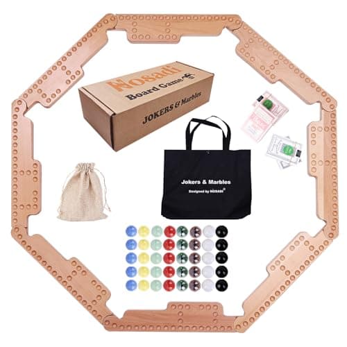 Nosadi Jokers and Marbles Board GameReal Beech Wooden Marble Game for 28 PlayerBest Family Board Game for Game NightsHolidays and Casual Social Gatherings