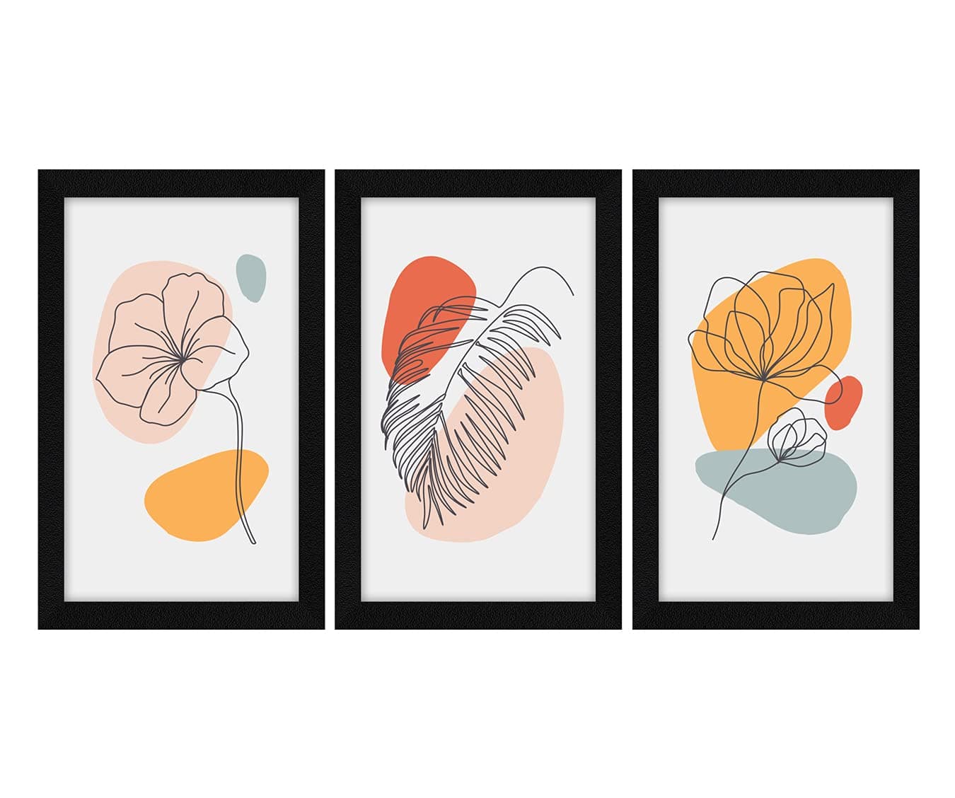 ArtX Paper Flowers Wall Art Painting Framed Paintings 13 X 255 inchesCombined 85 X 13 each Multicolor Set of 3 AXC00157LEF