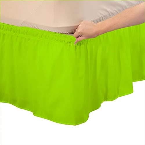 Parrot Green Bed Skirt Wrap Around 600 Microfiber with Easy Fit with 15 Inch Tailored Drop Shrinkage and Fade Resistant with Microfiber 15 Bed Skirt Twin Size 39 x 80