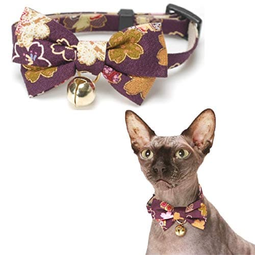 Necoichi Kimono Bow Tie Cat Collar (Purple)