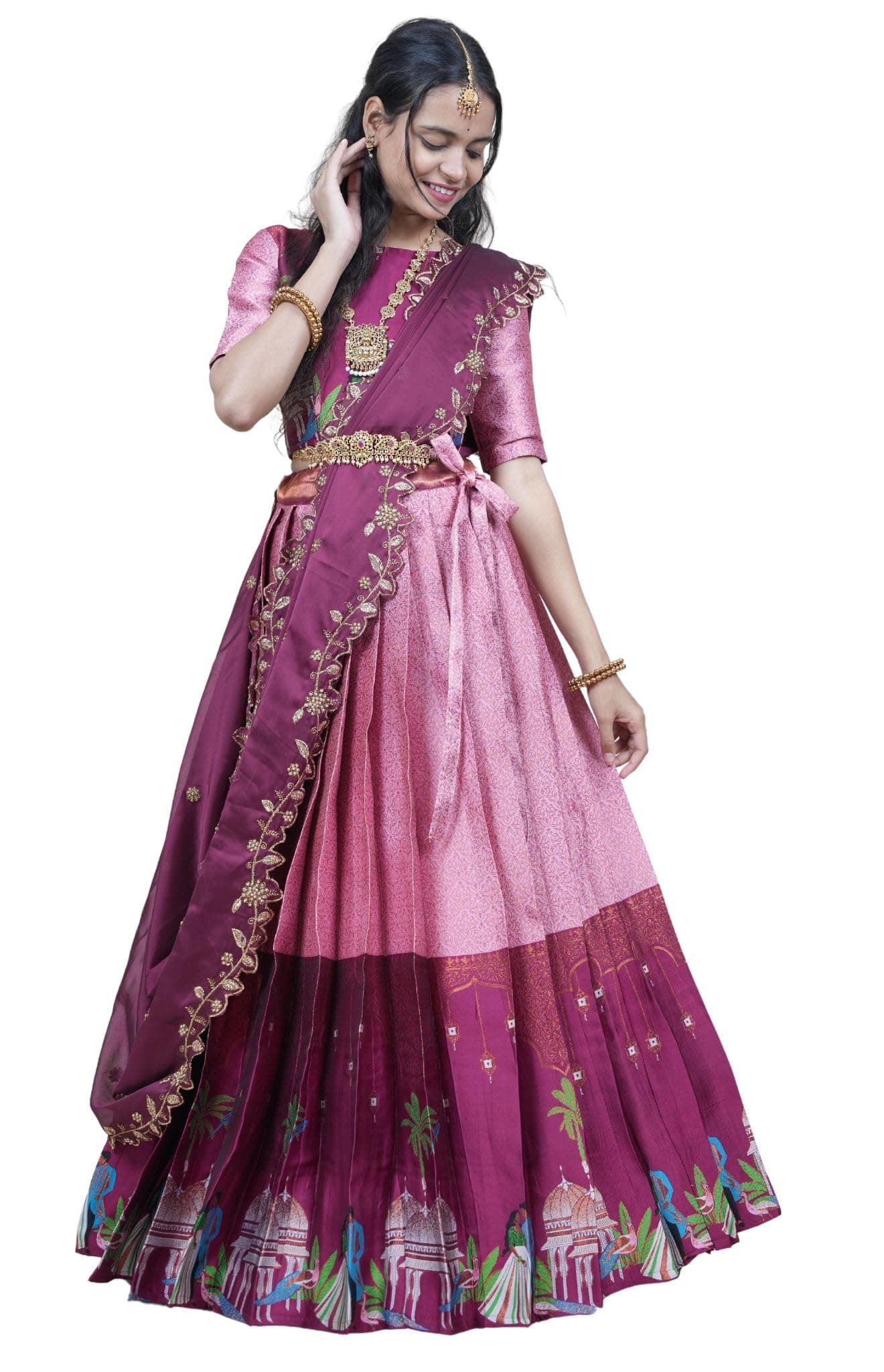 Fabcartz South India Half Saree for Women's (Baby PInk)