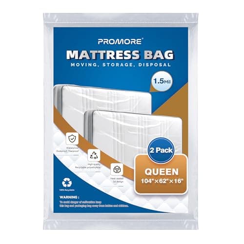 2Pcs Plastic Mattress Bag for Moving or Storage - Queen Size (1.5Mil), Waterproof Mattress Protector for Moving Supplies
