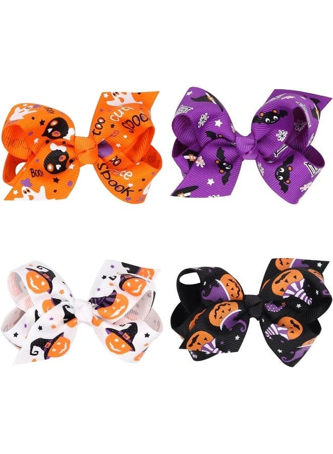 Love Sweety Baby Rose Halloween Headband Infant Pumpkin Hairband Bow Hair Clips (4pc clips)
