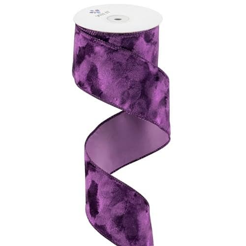 MEEDEE Purple Velvet 25 Inch Wired Ribbon Crushed Velvet Christmas Ribbon 10 Yards for Tree Decoration Wreaths Crafts