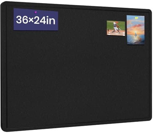 Bulletin Board 36 X 24 inches Cork Board with 20 Pushpin Felt Cork Board Notice Pin Board SelfAdhesive Vision Board Mood Board Foldable Photo Board for Wall Black