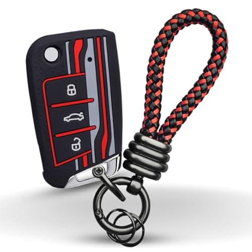 KEYCEPT Tristar Key Cover for Skoda and Volkswagen - Kushaq | Octavia | Kodiaq | Superb | Slavia | Passat | Taigun | Tiguan | Virtus | T ROC 3 Button flip Key with Keychain (Tristar K3)