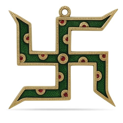 DreamKraft Metal Swastik for Door Entrance Sathiya Wall Hanging Vastu Religious Symbol Home Décor Wall Hanging Pooja Idol Gift for Temple, 18 Cm