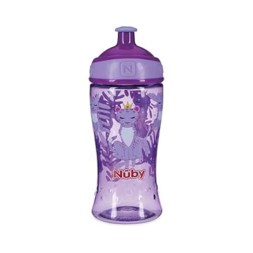 Nuby Printed Kids PopUp Sipper Water Bottle with Free Flow Spout 12 oz SpillResistant Bottle Dishwasher Safe 18 Months Panthera