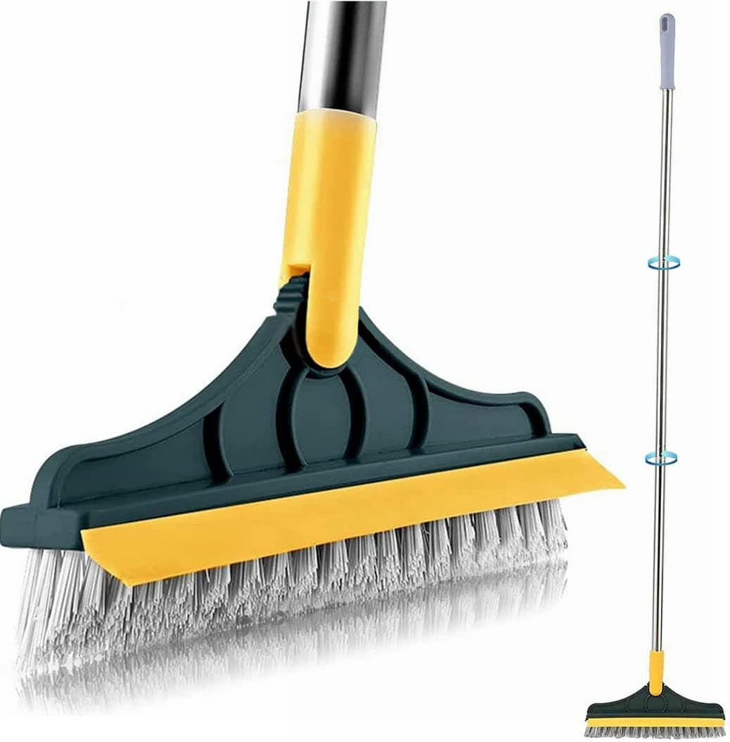 Luteti 2 in 1 Floor Scrub Brush 2022 Upgrade Magic Broom Brush Floor Brush Scrubber with Long Handle Premium 120 Degree Rotating Removable Crevice Cleaning Brush with Squeegee and Hair Removal Comb