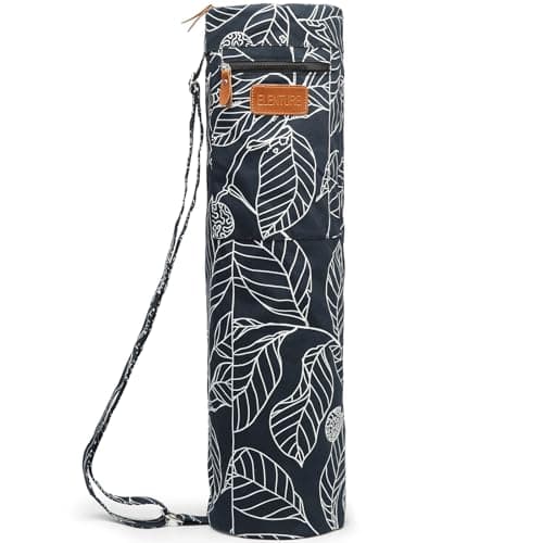 ELENTURE Canvas Yoga Mat Bag with Adjustable Strap & Pockets, Full-Zip Travel Gym Tote for Women & Men, Fits 1/4" & 1/3" Thick Mats, Lightweight Carrier for Yoga, Workout, Outdoor Use