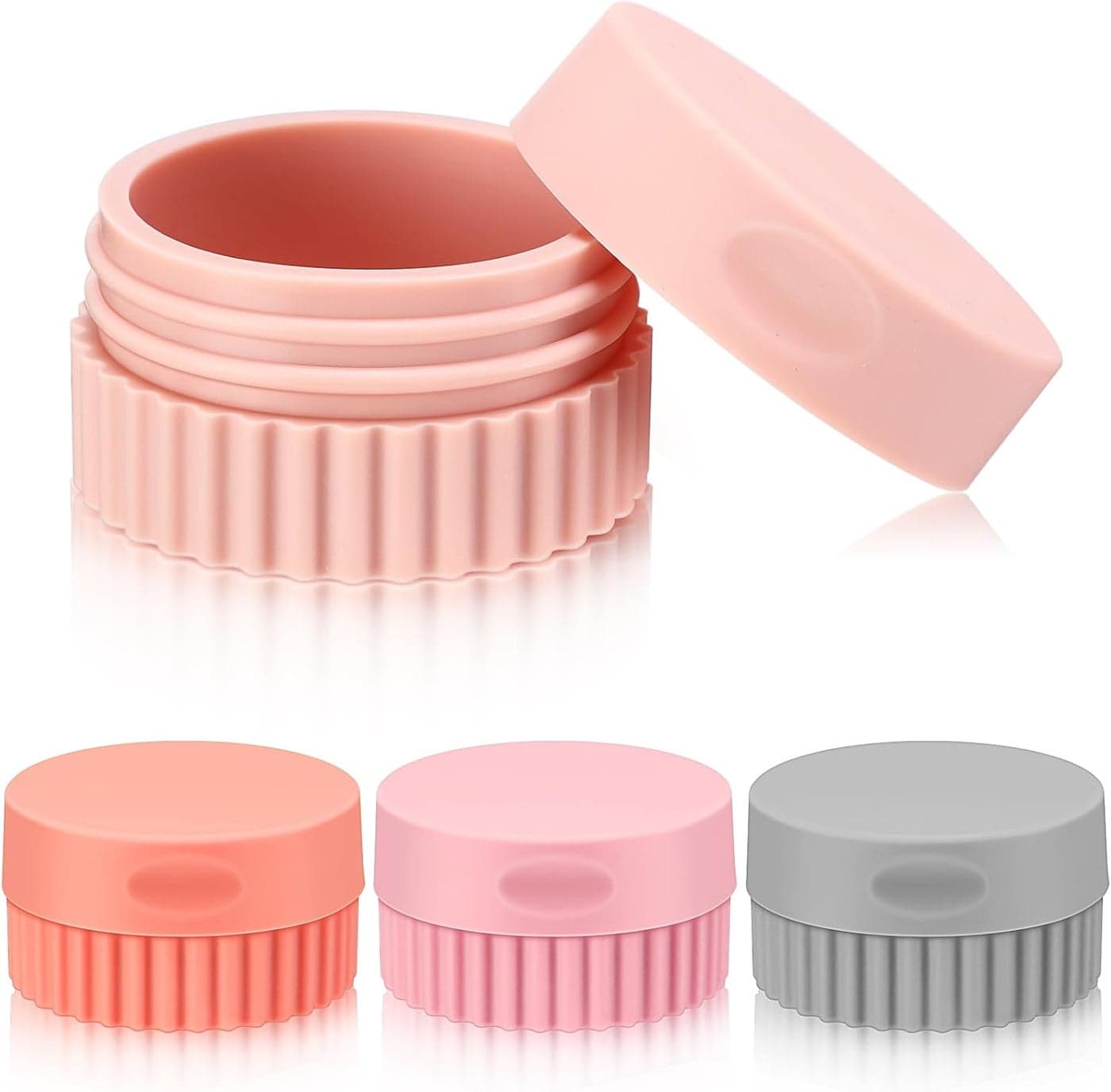 Maxcheck 4 Pcs Travel Containers for Toiletries Small Silicone Cream Jars 0.68 oz Travel Size Container Leakproof Travelling Accessories with Lid for Cosmetic Body Skin Cream Bottle(Elegant Color)