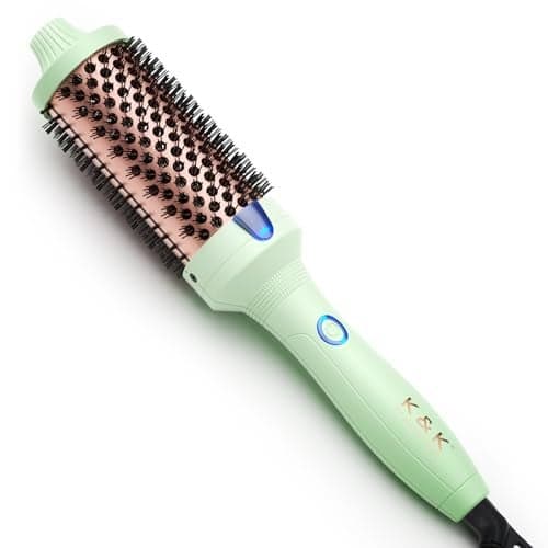 K&K Pro Thermal Brush Creates Blowout Look, 1 3/4 Inch Ionic Heated Round Comb Makes Hair Smoother, Dual Voltage, Thermal Round Brush Effortlessly Achieves Gorgeous Curls, 30S Fast Heating
