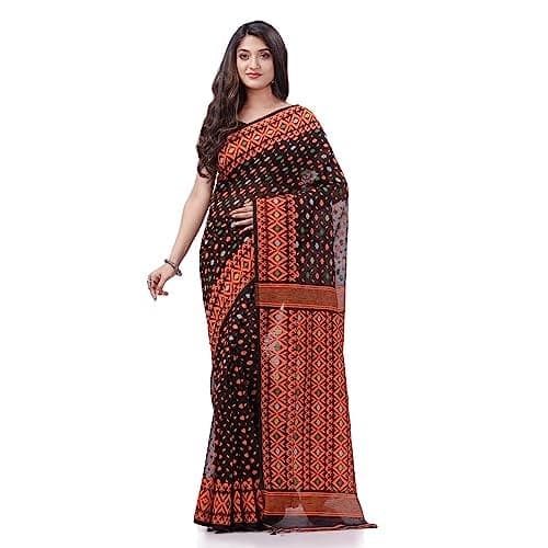 dB DESH BIDESH Women`s Handloom Pure Cotton Jamdani silk saree Soft Dhakai Sari Saree for wedding,Function Tissue kanjivaram Saree Party,Wear Fancy Jamdani New,collection saree for Women Latest sarees