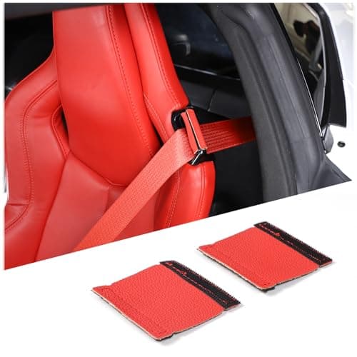 Daeiclru Car Seat Belt Stay Clips Accessory Compatible with Chevrolet Corvette C8 2020-2024, Seat Belt Buckle Anti Off Cover, 2PCS (Red)