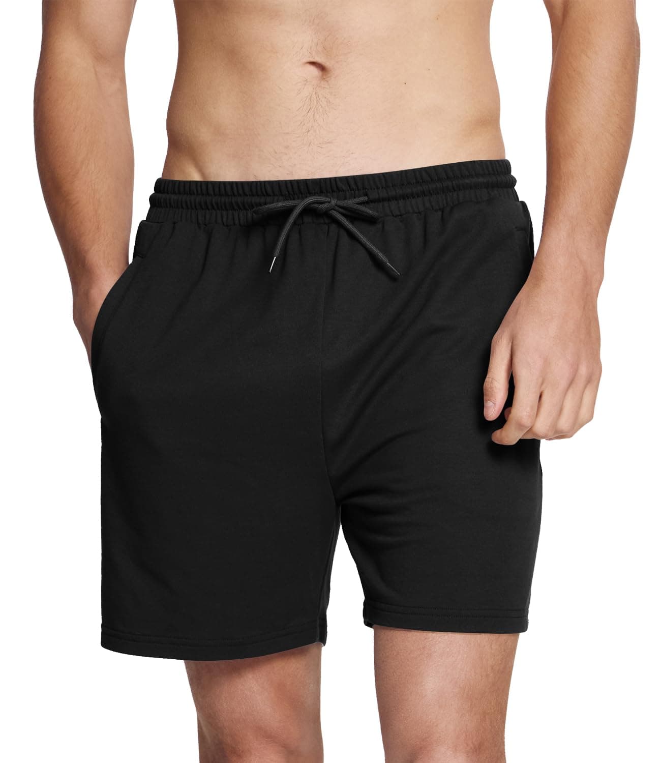 BAMBOO COOL Men's Athletic Shorts Dry Loose-Fit Running Workout Gym Shorts Breathable Lightweight Activewear with Pockets Black Large