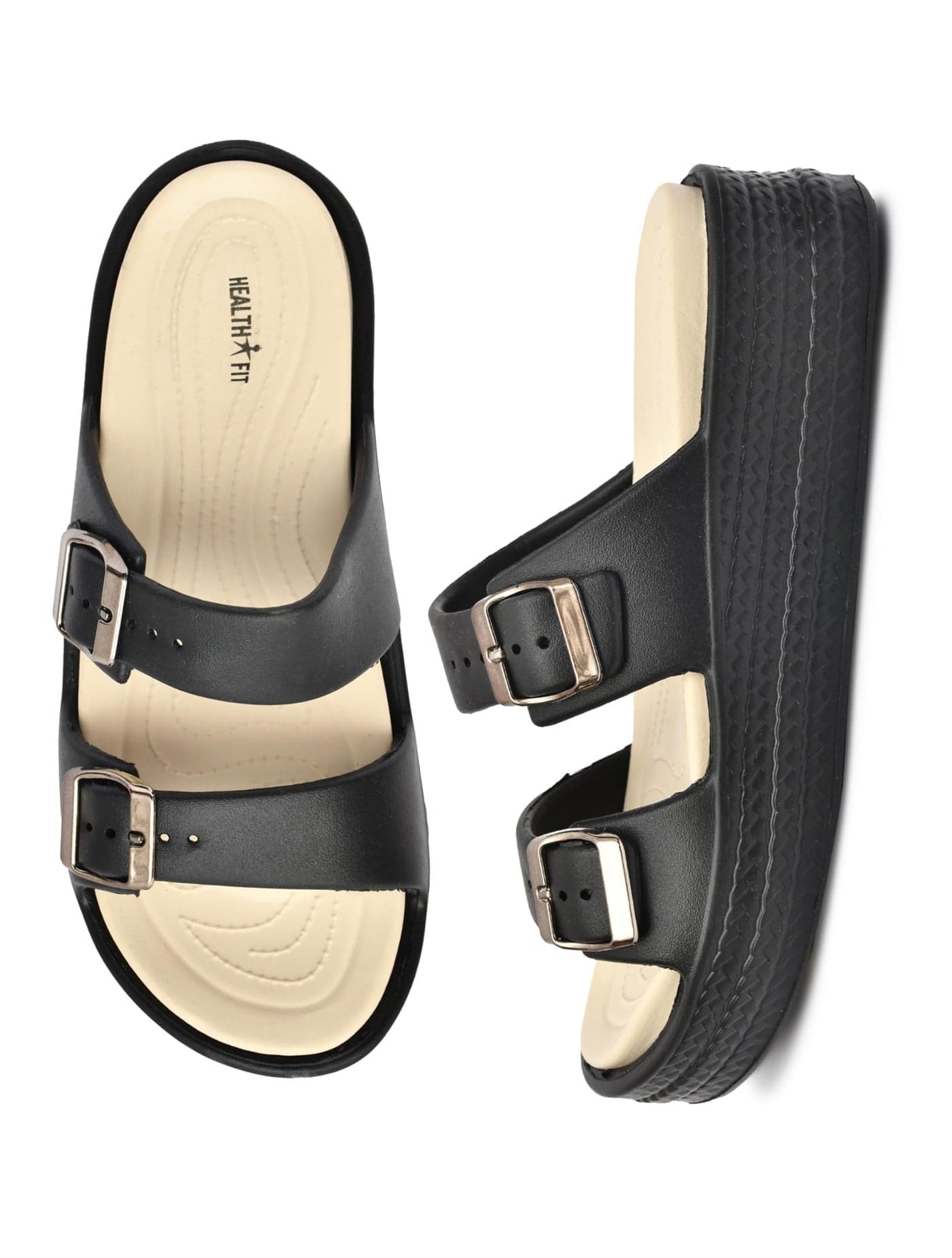 HEALTH FIT SUPER SOFT Comfortable with Adjustable Strap Flip-Flops Women's & Girl's Cushioned |Waterproof Anti Skid & Lightweight OUT Door & IN Door Slipper INDIGO2 BKBG-UK 7