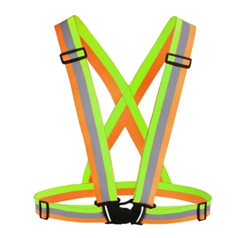fastped ® Polyester Elastic Adjustable Running Sport Safety High Visibility Glow Vest Reflective Body Strap (Orange/Green)