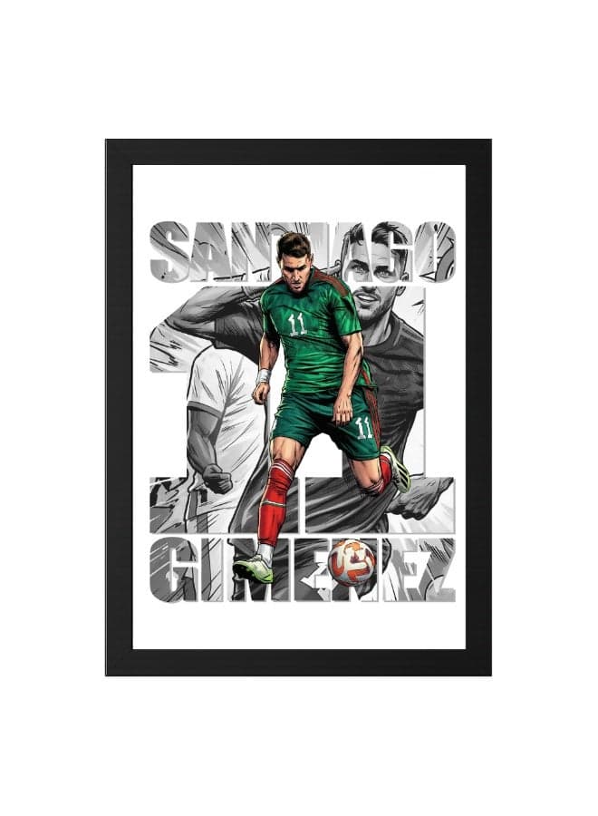 Mexico Football Player Photo Frame | Soccer Theme Picture Display | Sports Fan Decor | Bedroom Living Room Wall Decoration — 30x40 cm