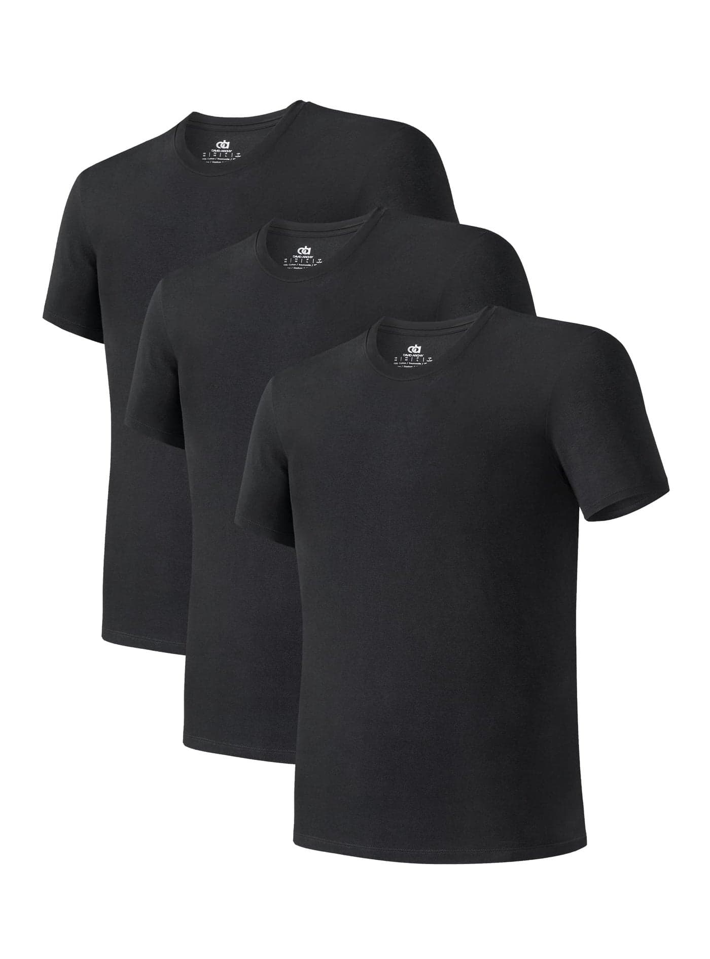 DAVID ARCHY Men's Undershirt Bamboo Rayon Moisture-Wicking Black T-Shirts Stretch Crewneck Tees for Men, 3-Pack (M, Black)