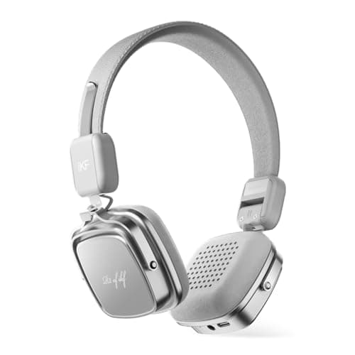 iKF R2 Retro Classic Metal and Leather Grain Wireless Headphones, On Ear,Ergonomic Design,40mm Drivers, ENC Noise Cancelling, Bluetooth V5.4 & Wired Dual Mode, 60H Playtime,Throwback 80s 90s (Gray)