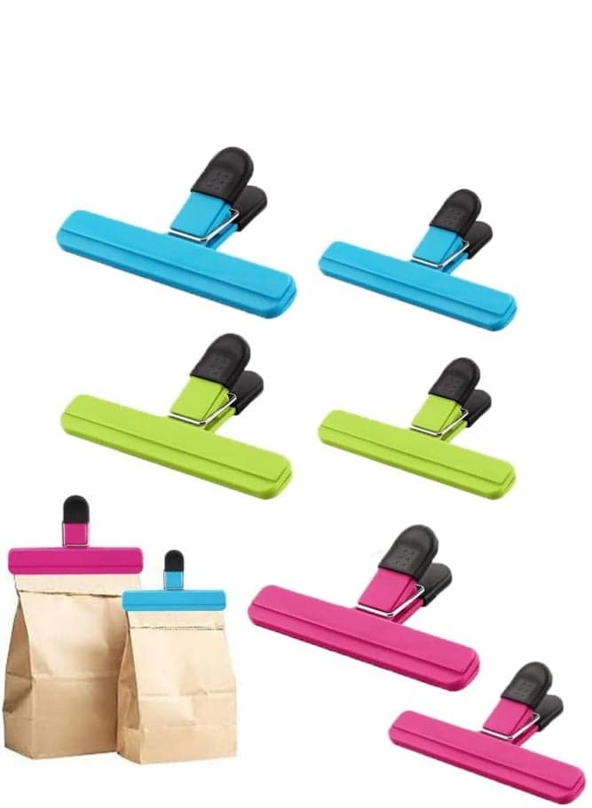 6 PCS Food Bag Sealing Clips Multi Use Snack Clips Moisture Proof Plastic Sealer for Kitchen and Office