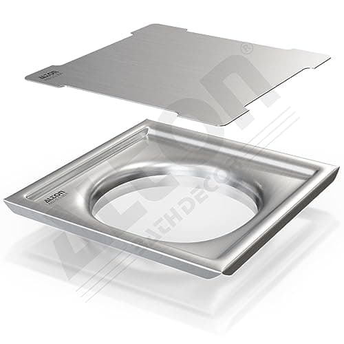 ALTON ALD1005, SS-304 Grade, 6x6 INCH Plain, Bathroom Grating Square Floor Drain Jali, Matte