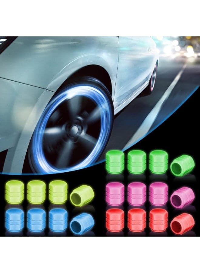 20 Pcs Glow in The Dark Tire Valve Stem Caps, Fluorescent Universal Car Tire Air Valve Covers for Cars, Motorcycles, SUV, Trucks, Bikes, 5 Colors - Cool Car...