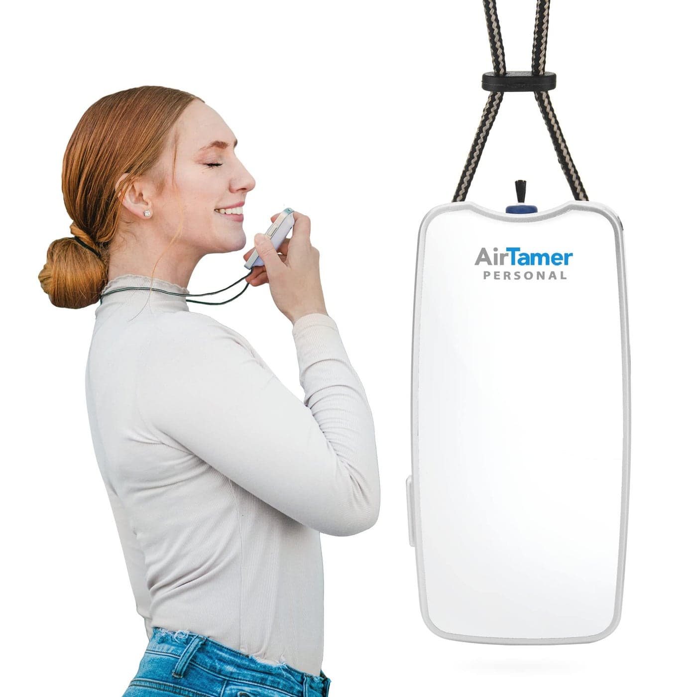 AirTamer A310W Personal Rechargeable and Portable Air Purifier Negative Ion Generator Proven Performance White with Metal Travel Case