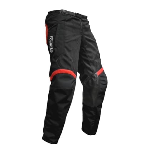 Raida Men Trailcraft Off-Road Regular Fit Pants|Mx & Trail Ride|Lightweight|Abrasion-Resitant Fabric|Heat Sheild Panel|(Large, Black/Red)